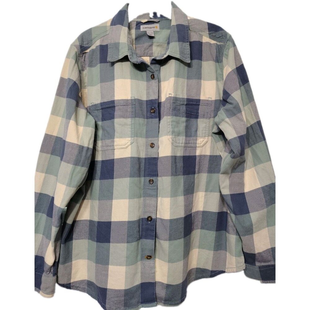 Carhartt Womens Rugged Flex Flannel Shirt Plaid 2XL (W20) Cabincore Green & Gray